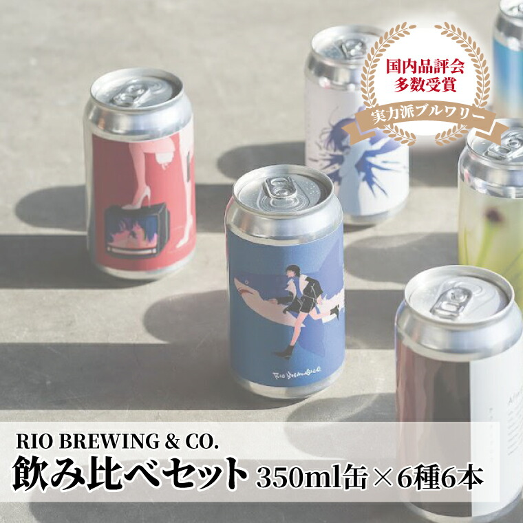 【ふるさと納税】【クラフトビール】飲み比べ350ml缶×6種6本セット 〈 国内品評会で多数受賞 ビール クラフトビール お酒 缶ビール 詰合せ BBQ バーベキュー 地ビール 箱入り RIOBREWING ギフト プレゼント 贈り物 お土産 〉