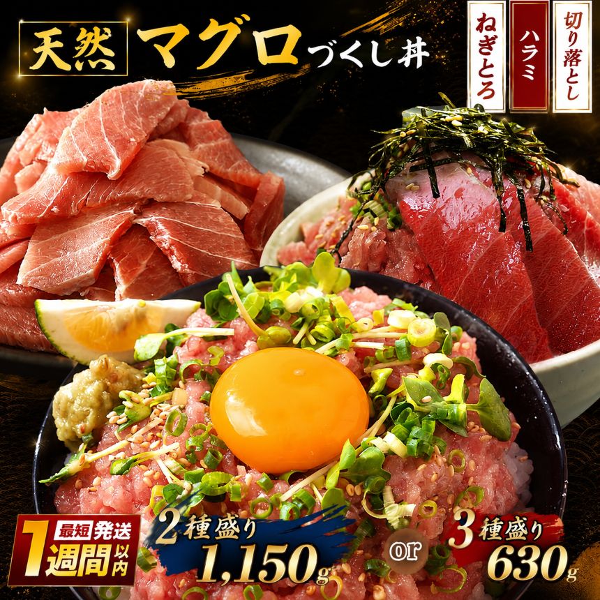 【ふるさと納税】 天然 マグロ づくし丼 （2種 or 3種 盛り）セット | 清幸丸水産 ネギトロ ねぎとろ まぐろのたたき スピード発送 ハラミ 切り落とし 海鮮丼 最短1週間以内発送 お試し 海鮮 鮪 ユッケ トロ スライス 切り落とし イチオシ 千葉県 君津市 きみつ｜君津市ふるさと納税事務局