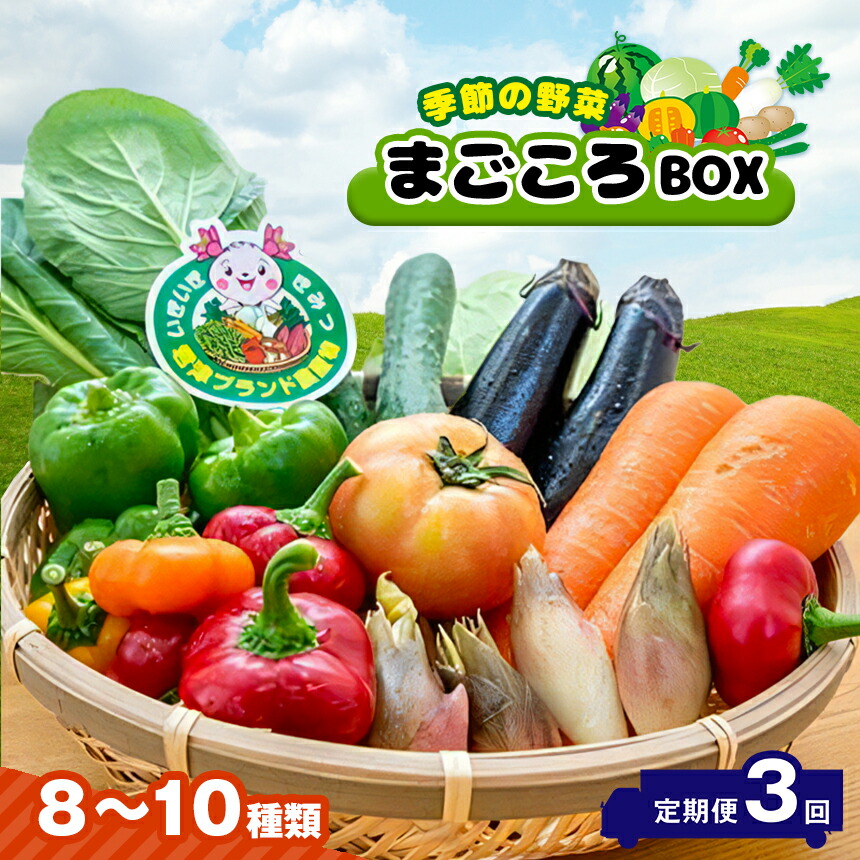 【ふるさと納税】 定期便 3回 季節の野菜 8～10種類 まごころBOX  送料無料 【月1回 計3回】 | 人気の直売所 新鮮野菜 直送 JA きみつ 味楽囲（みらい）さだもと店 きみつ