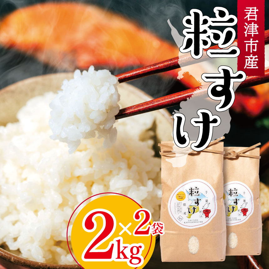 【ふるさと納税】 精米 令和7年産 君津市産 粒すけ 2kg × 2袋 計4kg | 穴太商店 米 こめ お米 白米 大つぶ 千葉県のブランド米 千葉県 君津市|君津市ふるさと納税事務局