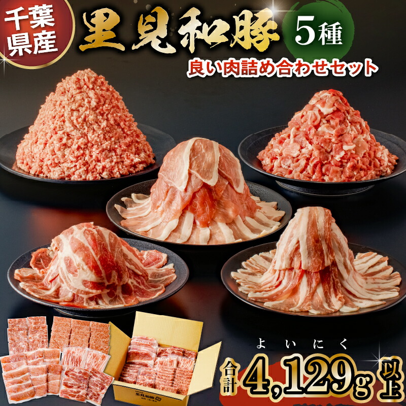 【ふるさと納税】 房総ブランド豚（里見和豚）４kg以上 小分け５種 計37パック  千葉県 南房総市 豚肉 ブランド豚 国産 こま切れ 切り落とし モモ ロース バラ 挽肉 セット バラエティ 真空パック トレイ不使用 甘い脂 送料無料