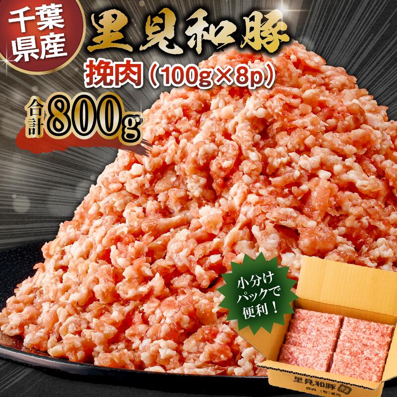 【ふるさと納税】 里見和豚 小分け 挽肉800g 100g×8パック 個別包装 トレイ不使用  千葉県 南房総市 ブランド豚 きめ細やか 肉質 しっとり 旨味 甘い脂味 白色トレイ不使用 ビタミンB1 コラーゲン 血液サラサラ お取り寄せ グルメ 送料無料