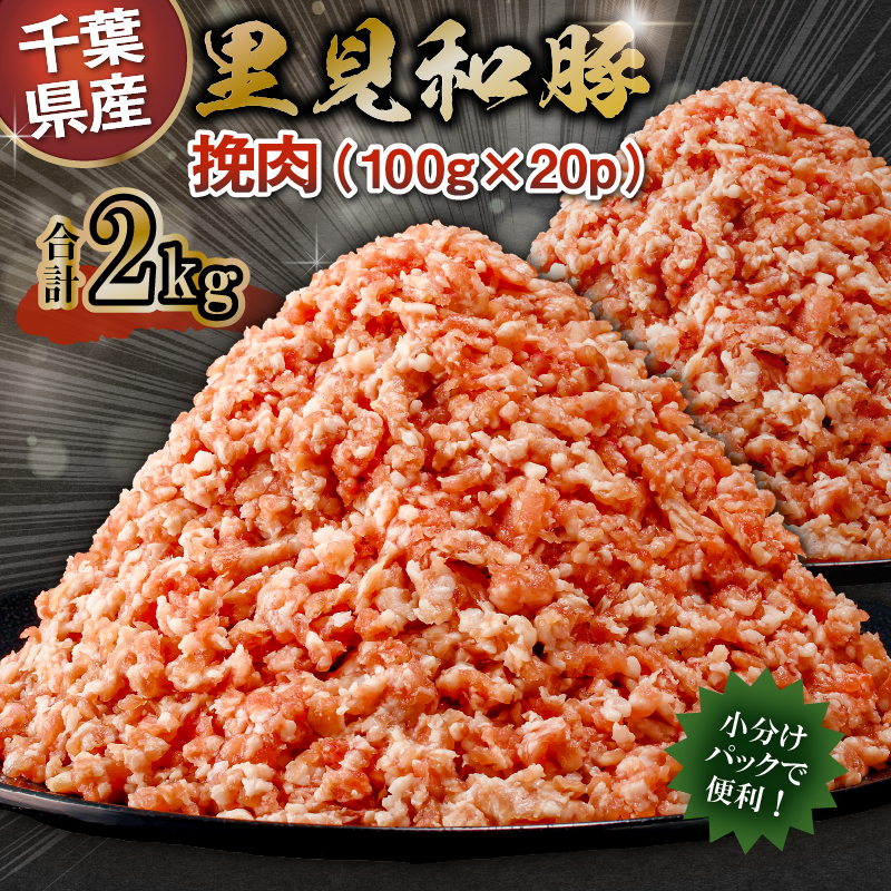 【ふるさと納税】 房総 ブランド豚 里見和豚 挽肉 2kg  千葉県 南房総市 甘い脂 赤身肉 そぼろ ハンバーグ 餃子 豚肉 国産 小分け 個別包装 トレイ不使用 かさばらない 冷凍 お取り寄せ グルメ 送料無料