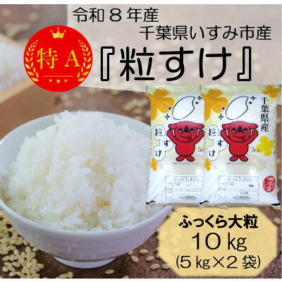【ふるさと納税】【令和7年産米】特A評価　ふっくら大粒　千葉県いすみ市産粒すけ　精米10kg(5kg&times;2袋)【1546627】｜千葉県いすみ市