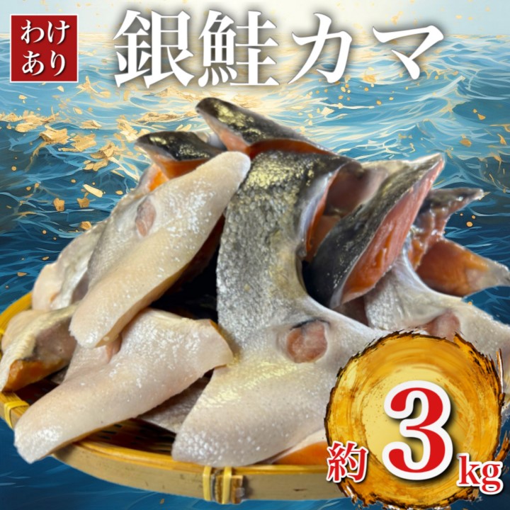 【ふるさと納税】【訳あり】人気海鮮お礼品 銀鮭カマ 約3kg_ 鮭 さけ サケ シャケ 銀鮭 カマ 養殖 訳あり 規格外 不揃い 切身 魚 お弁当 おかず 冷凍 人気 海鮮 サーモン おすすめ チリ産 魚介類 家庭用 3kg おつまみ 【配送不可地域：離島】【1389618】