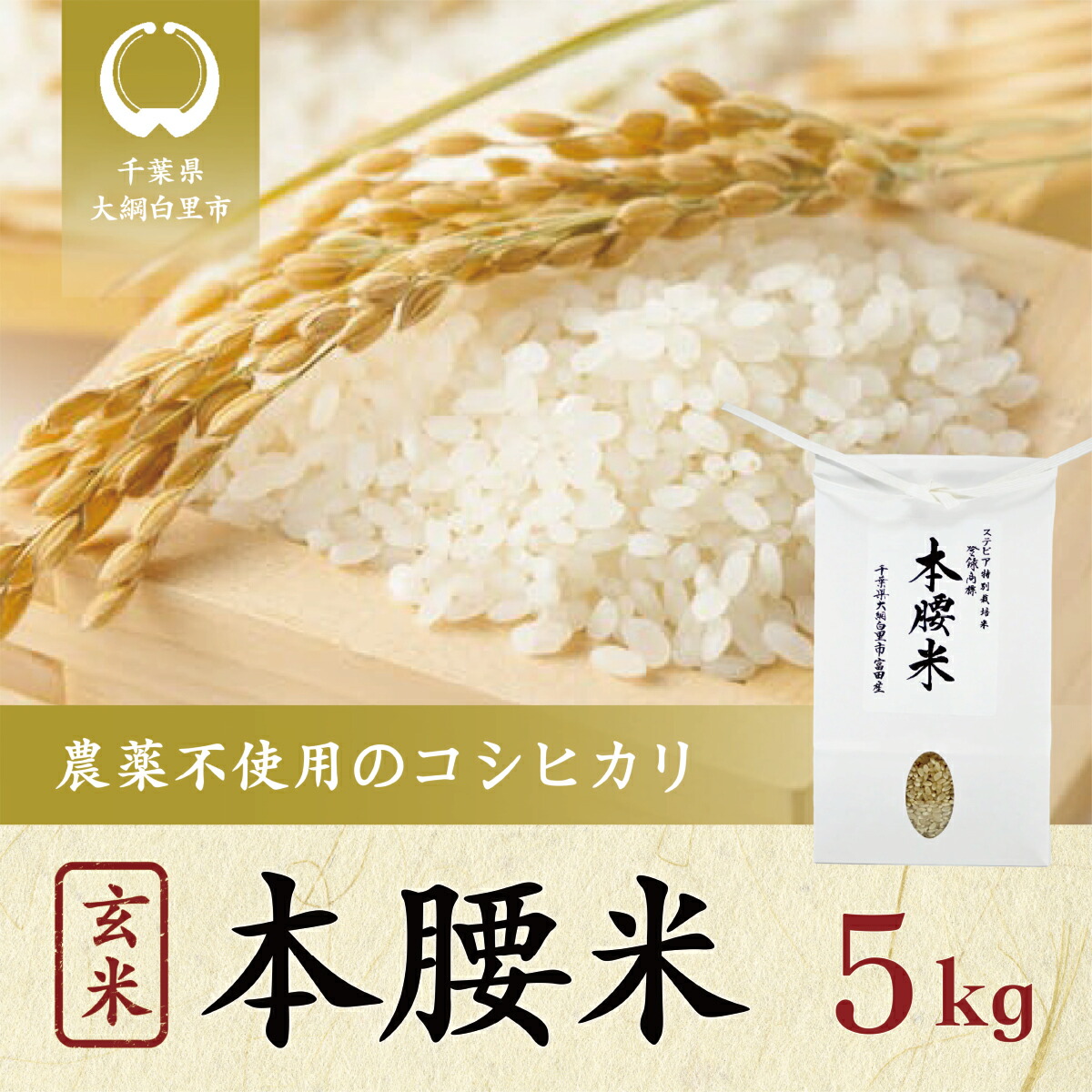 SALE／64%OFF】 本腰米5kg 玄米 千葉県産コシヒカリ 農薬不使用 お米 5kg 千葉県産 大網白里市 コシヒカリ 米 こめ 送料無料  F005 fucoa.cl