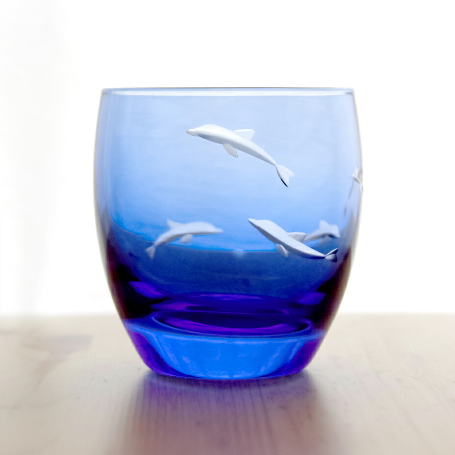 【ふるさと納税】浅草切子 aquatic「Dolphin Dance 丸オールド青藍」 切子 花切子 切子ガラス ガラス工芸 グラス ガラス コップ 手作り ぐい呑み 家飲み 酒器 ハンドメイド 手作り ギフト 贈答 プレゼント
