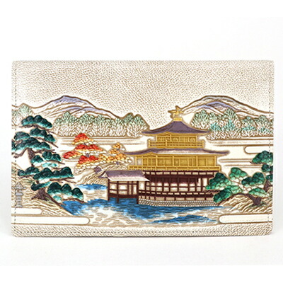 【ふるさと納税】【文庫屋大関】パーソナルホルダー　浮世絵　金閣寺【皮革工芸品】 ファッション 小物 シンプル パスポートケース 病院セット 型押し 大関卯三郎 牛革 　お届け：発送可能時期より順次配送