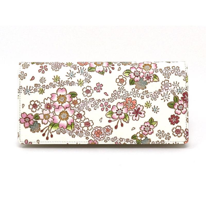 【ふるさと納税】【文庫屋大関】束入れ かすみ桜【皮革工芸品】 財布 お札 お札入れ 長財布 カード 小銭 牛革 手作り 日本製 墨田区 東京都