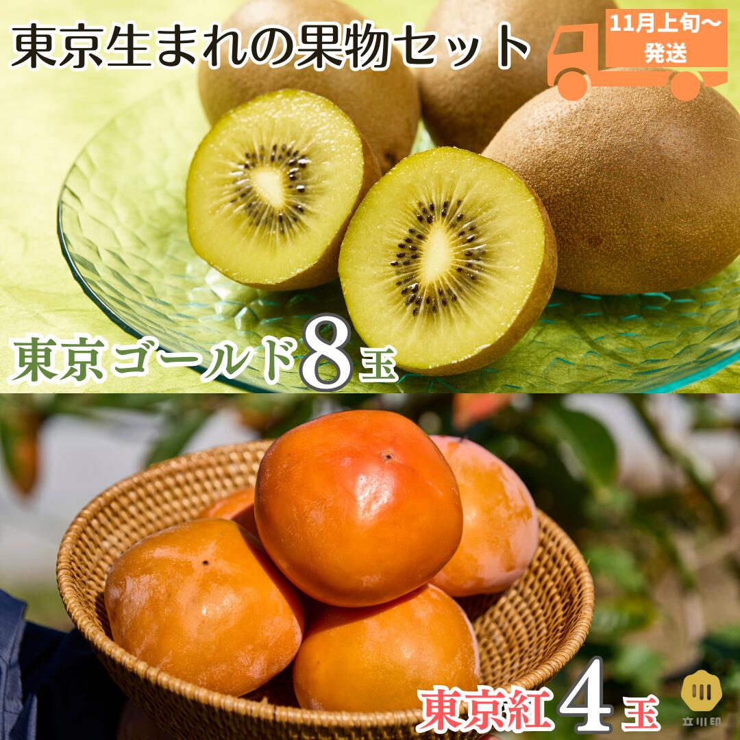 【ふるさと納税】【2026年11月上旬より発送】ゴールドキウイ 東京ゴールド 追熟済 東京紅 種なし柿 セット 東京産 果物 フルーツ｜東京都立川市