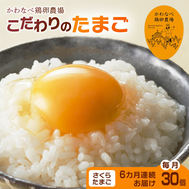 【ふるさと納税】【定期便】かわなべ鶏卵農場のこだわりのたまごさくらたまご30個6ヶ月連続お届け/こだわり 国産 青梅市産 鶏 鳥 卵 たまご タマゴ 玉子 朝食 卵かけご飯 ＴＫＧ ゆでたまご 卵黄 卵白 健康 アミノ酸 定期便 青梅市 44,850円