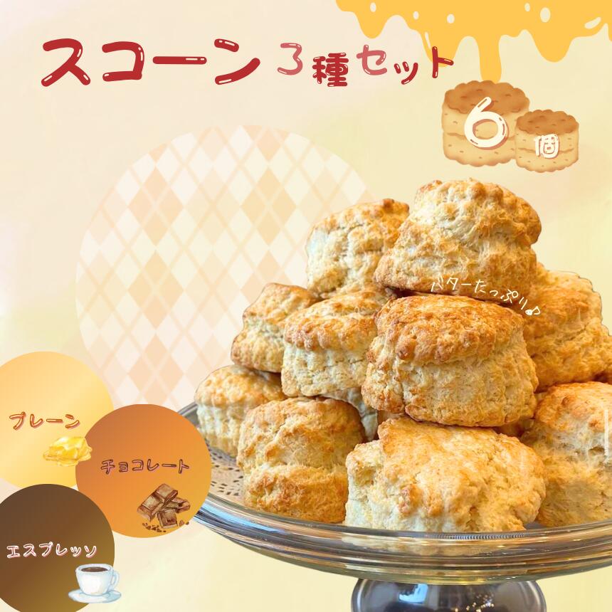 【ふるさと納税】スコーン セット （ 6個入 ） | お菓子 菓子 おかし 洋菓子 焼き菓子 イギリス菓子 プレーンスコーン おやつ 間食 アフタヌーンティー 冷凍 プレーン チョコレート エスプレッソ バター たっぷり 有限会社Frigga 深大寺カフェ 深大寺 調布 東京都