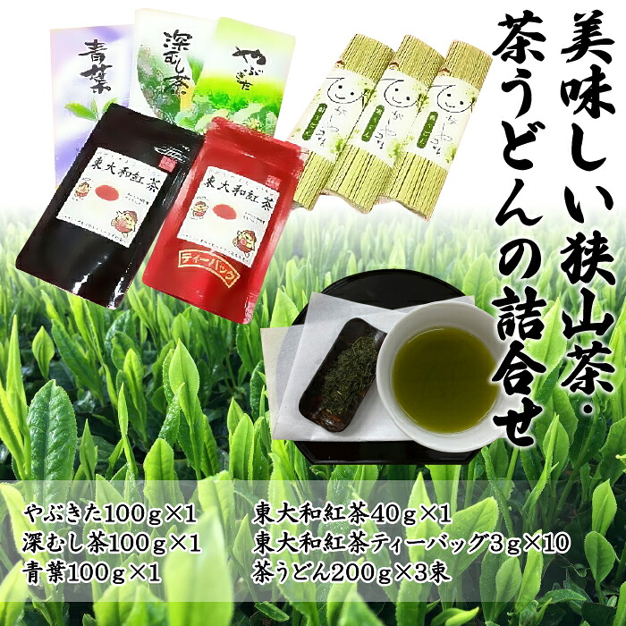 【ふるさと納税】お茶で健康長寿 美味しい狭山茶・茶うどんの詰合せ ふるさと納税 狭山茶 深蒸し茶 日本茶 緑茶 茶うどん うどん 東京都 東大和市 送料無料 HAA003|東京都東大和市