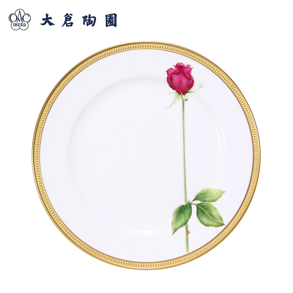 【ふるさと納税】【手描き】一本の薔薇レッド30cmサービスプレート〈大倉陶園〉 | インテリア 日用品 人気 おすすめ 送料無料｜神奈川県横浜市