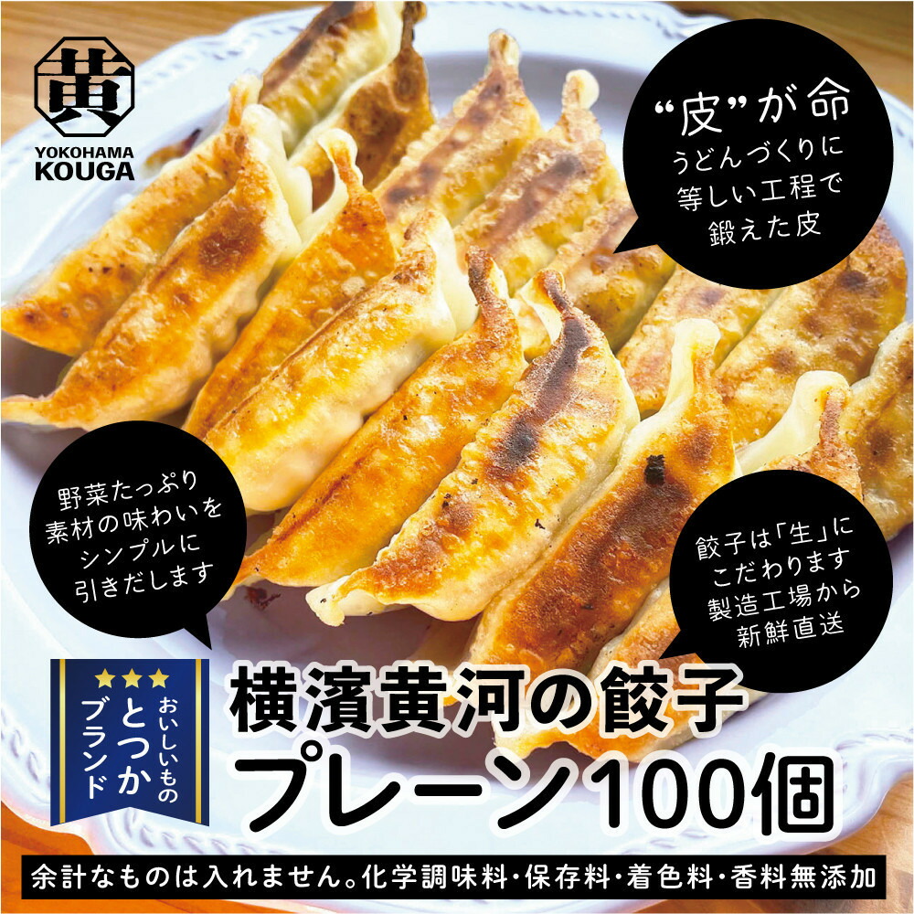 【ふるさと納税】【 ぎょうざの横濱黄河 】野菜たっぷり！冷凍生餃子 プレーン100個