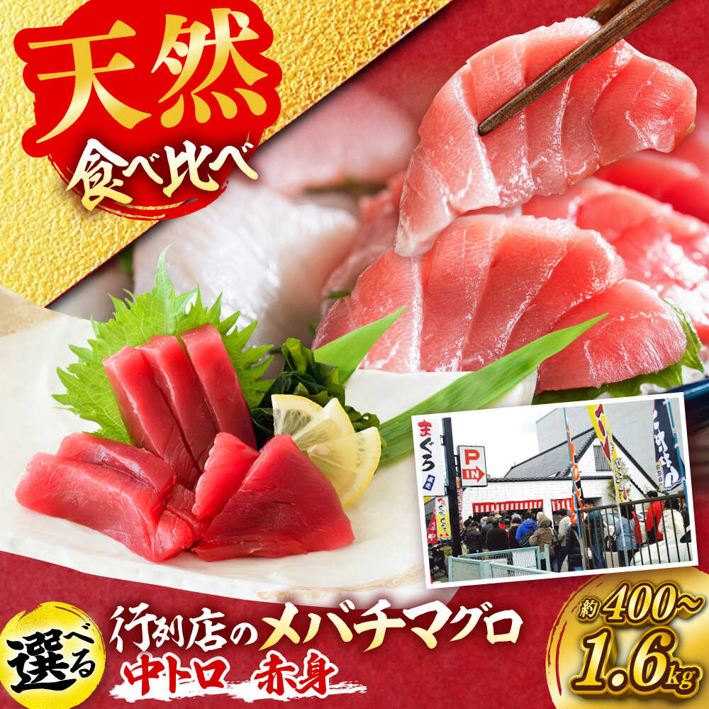 【ふるさと納税】【選べる内容量】天然 まぐろ 中トロ＆赤身 メバチまぐろ 食べ比べ 計約400g/計約800g/計約1.6kg【横須賀商工会議所 おもてなしギフト事務局（本まぐろ直売所 横須賀本店）】マグロ 鮪 刺身 柵 国産 冷凍 横須賀 [AKAK115]｜神奈川県横須賀市 27,300円