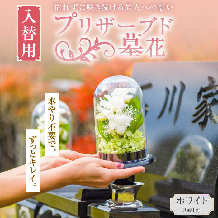 【ふるさと納税】入替用 プリザーブド墓花(ぼか) ホワイト3輪1対【プリフラ・sayumi】墓花 ぼか プリザーブド 花 お墓参り 横須賀 神奈川 [AKDG002] 44,200円