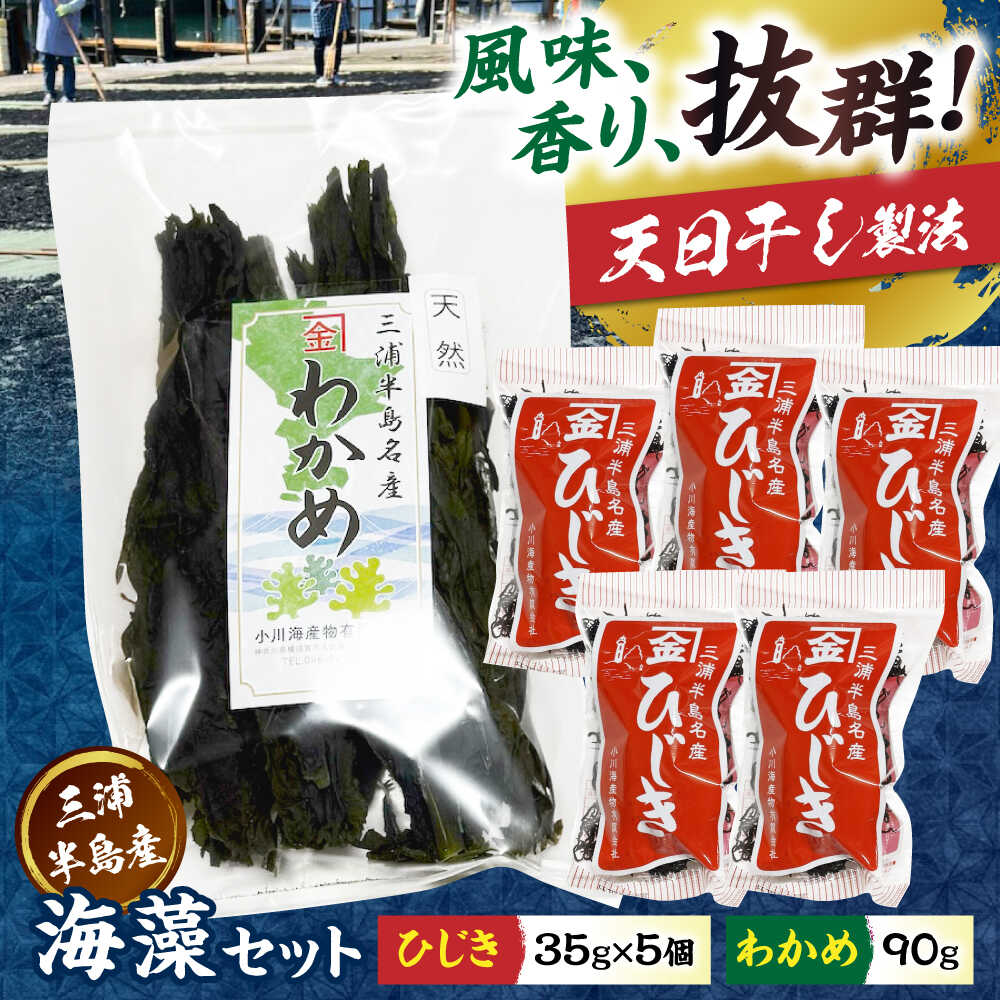 【ふるさと納税】三浦半島産ひじき（35g&times;5個）わかめ（90g）セット ヒジキ 乾物 神奈川 わかめ ワカメ ひじき 海藻 かいそう 天日干し 国産 横須賀【小川海産物有限会社】[AKDU002]｜神奈川県横須賀市