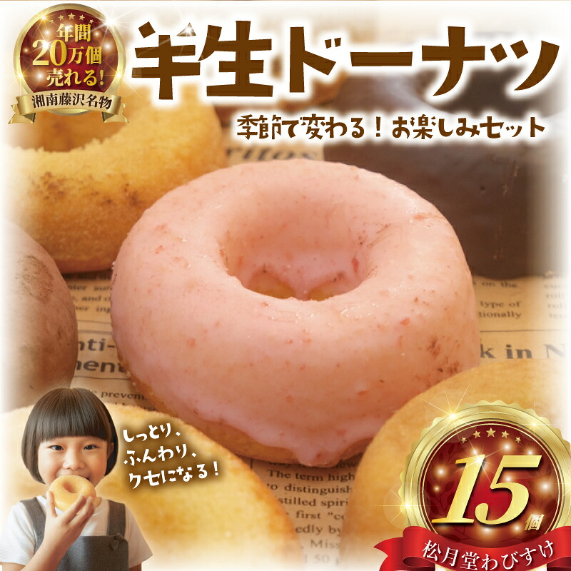 【ふるさと納税】 ドーナツ 半生ドーナツ 15個 湘南藤沢名物 お味おまかせ 菓子 お菓子 焼き菓子 スイーツ おやつ ケーキ DONUTS ドーナッツ どーなつ チョコ いちご 焼ドーナツ 人気 お取り寄せ 贈答 10000円 冷凍スイーツ 冷凍ケーキ 1万円 菓子 松月堂 神奈川 湘南 藤沢｜神奈川県藤沢市