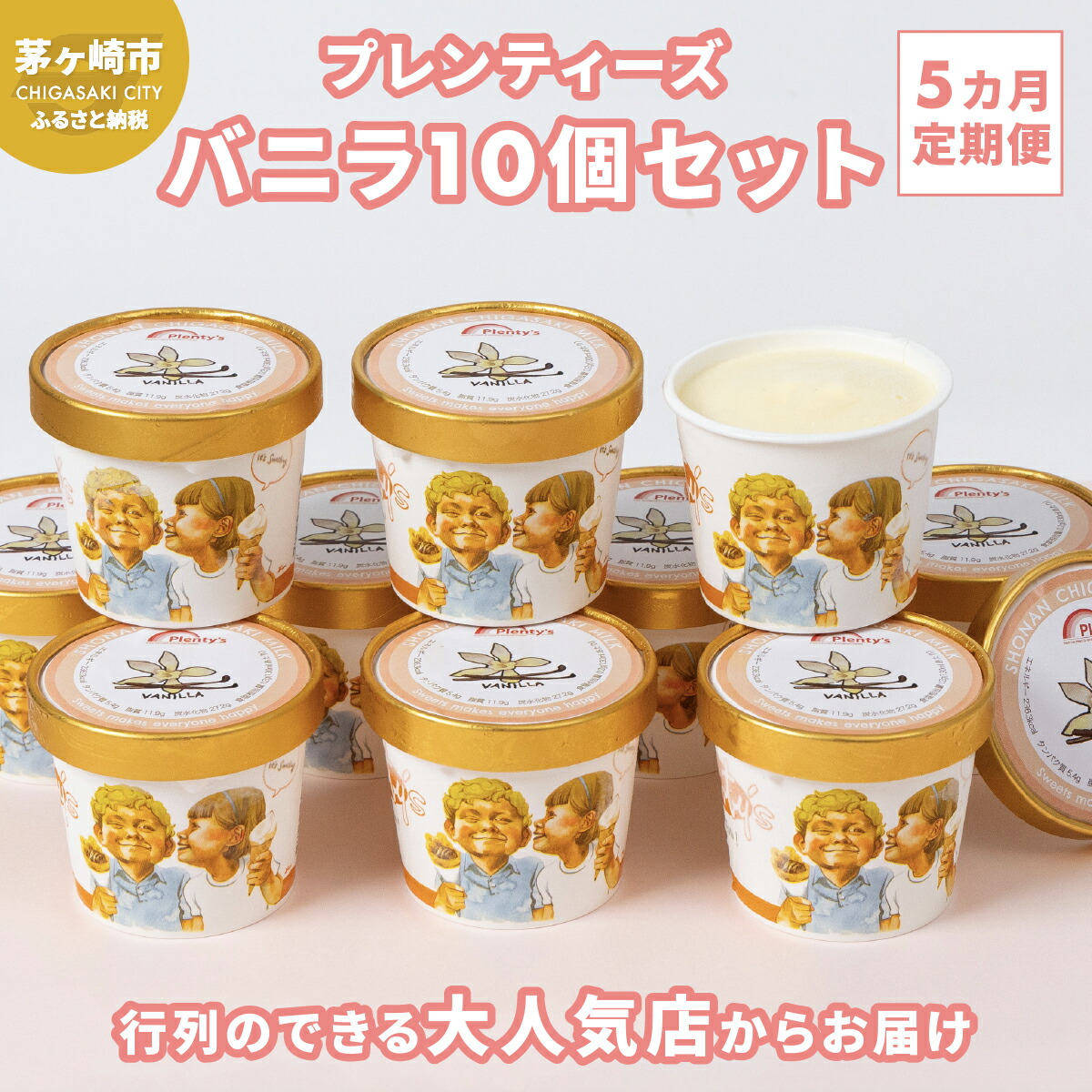 【ふるさと納税】5ヵ月定期便 プレンティーズ バニラ 10個セット アイス アイスクリーム 氷菓 バニラアイス バニラ味 バニラ フレーバー バニラビーンズ スタンダードバニラ ローカルアイス ご当地グルメ お取り寄せ 送料無料 神奈川県 茅ヶ崎市