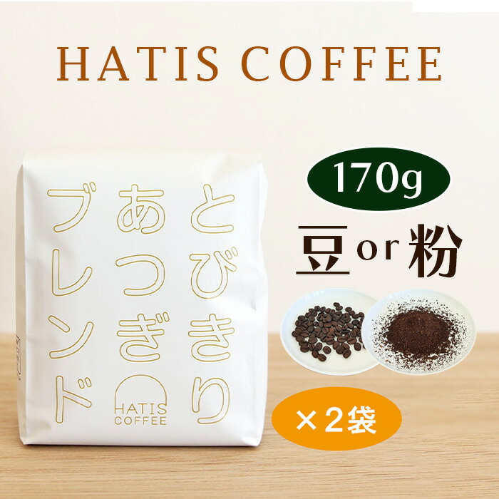 【ふるさと納税】HATIS COFFEEとびきりあつぎブレンド　170g×2袋 ／ レギュラーコーヒー コーヒー豆 ブレンド マイルド 甘み 香り高い 170g 自家焙煎 ドリップ 朝食 カフェタイム デザートタイム ホットコーヒー アイスコーヒー お取り寄せ