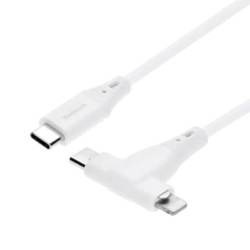 【ふるさと納税】 PD60W充電/データ転送対応超柔らかな2in1タイプ Type-C to Type-C/Lightning ケーブル 1m OWL-CBSCLC10-WH【 ガジェット 海老名市 】 7,920円