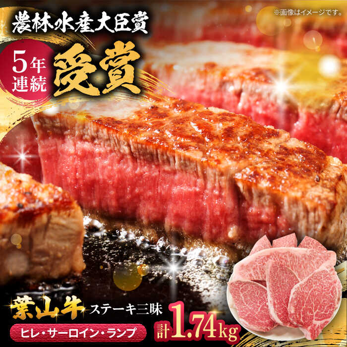 【ふるさと納税】葉山牛ステーキ三昧 計1.74kg 9枚 ( ヒレ 150g × 3枚 サーロイン 250g × 3枚 ランプ 180g × 3枚 ) 牛肉 ステーキ すてーき 葉山牛 おすすめ 人気 葉山町 高額【(有)葉山旭屋牛肉店】[ASAP005]