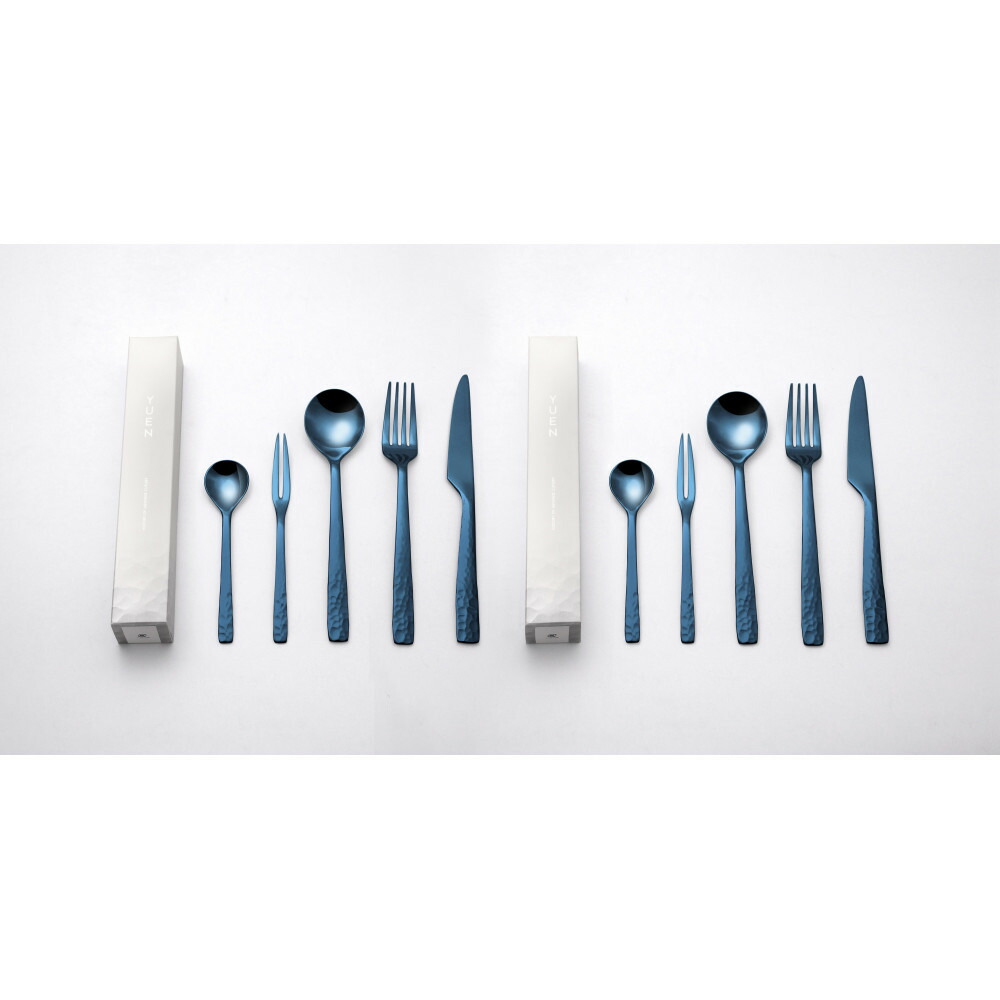 【ふるさと納税】YUEN(PVD BLUE)10pcs有りの実晩さん会書き割り | 食器 カトラリー 日装置 一般受け おすすめ 貨物輸送無料