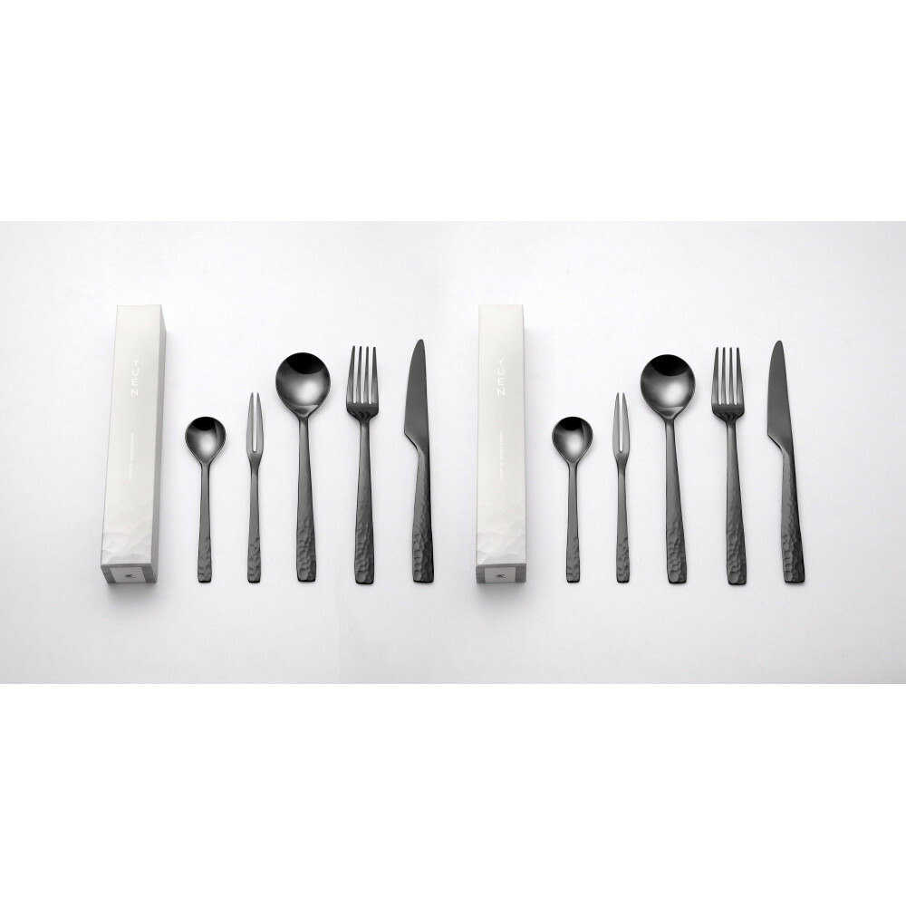 【ふるさと納税】YUEN(PVD BLACK)10pcs有りの実晩さん会書き割り | 食器 カトラリー 日装置 一般受け おすすめ 貨物輸送無料