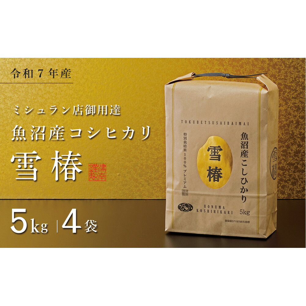 【ふるさと納税】【令和7年産】魚沼産コシヒカリ 雪椿 20kg (5kg&times;4袋) 特別栽培米 | お米 こめ 白米 食品 人気 おすすめ 送料無料｜新潟県
