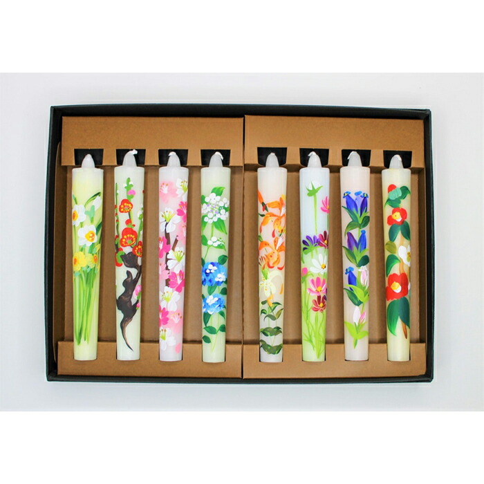 【ふるさと納税】手描き花ろうそく12cm　8本入｜新潟県
