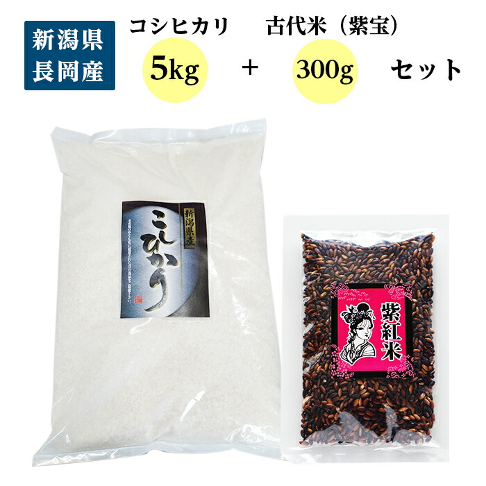 New限定品 楽天市場 ふるさと納税 米 5kg 白米 コシヒカリ I9 01新潟県長岡産コシヒカリ5kg 古代米 紫宝 300gセット 新潟県長岡市 独創的 Psht Or Id