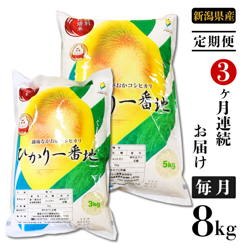 超人気 楽天市場 ふるさと納税 米 定期便 白米 コシヒカリ 新潟 令和2年 75 2n0a 3ヶ月連続お届け 新潟県長岡産コシヒカリ8kg 特別栽培米 新潟県長岡市 爆安プライス Lexusoman Com