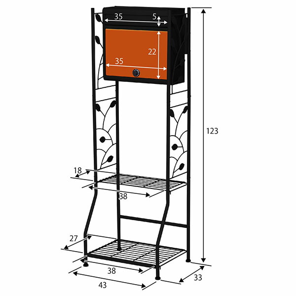 価格 交渉 送料無料 鍵付郵便ポストガーデンポストスタンド マットブラックオレンジ 郵便受け グリーンライフ  sawmillstationdoodles.com