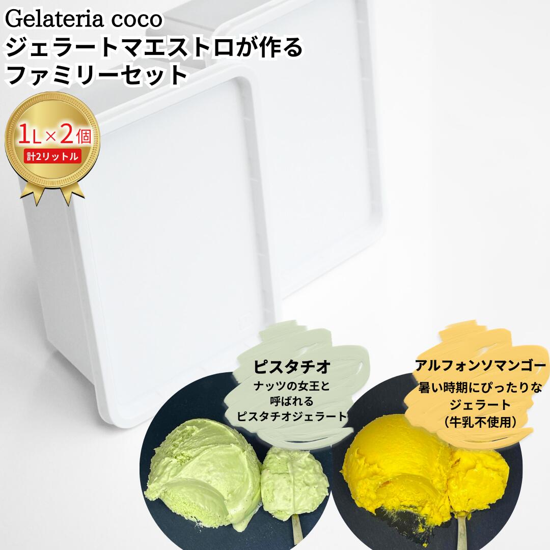 【ふるさと納税】ジェラートマエストロが作るファミリーセット 1L×2 合計2L[ピスタチオ・アルフォンソマンゴー] ジェラート アイス 大容量 ファミリーパック 添加物不使用 [Gelateria coco]【017S096】