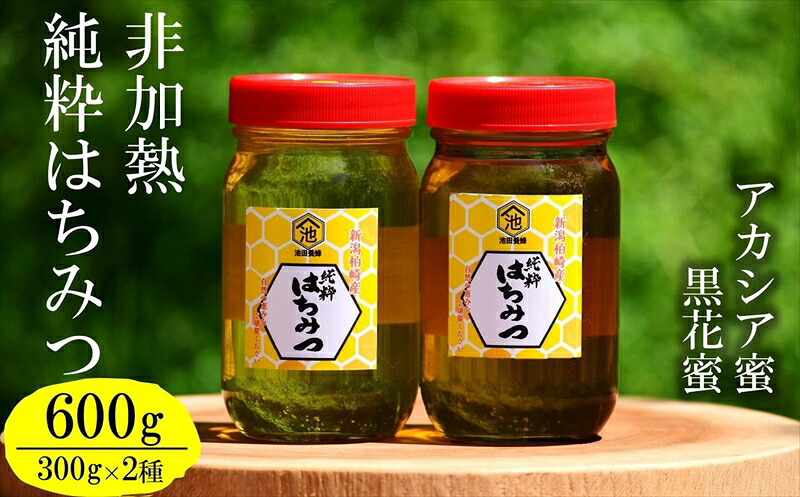 【ふるさと納税】【令和7年産・数量限定】国産 非加熱 純粋はちみつ 300g×2種類（アカシア蜜・黒花槐蜜）食べ比べセット 柏崎産[Y0450]【 新潟県 柏崎市 】