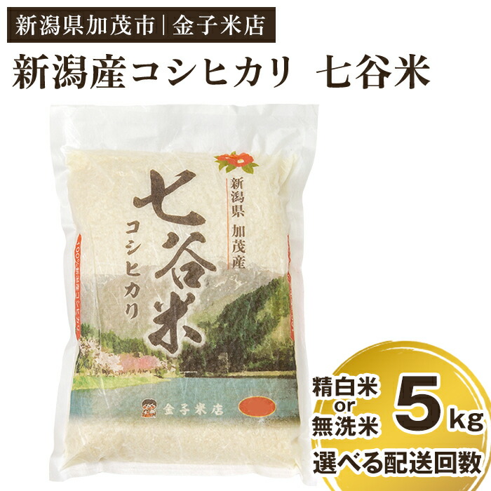 【ふるさと納税】【令和7年産】老舗米穀店が厳選 新潟県加茂市産コシヒカリ「七谷米」精白米 or 無洗米5kg 選べる配送回数（通常配送1回～定期便12回）〈順次出荷〉 従来品種 窒素ガス充填パックで鮮度長持ち 金子米店