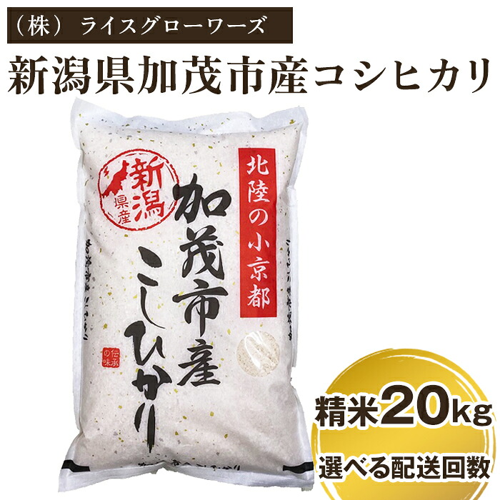 【ふるさと納税】【令和7年産】新潟県加茂市産コシヒカリ 精米20kg（5kg×4）選べる配送回数（通常配送1回～定期便12回）《順次出荷》 白米（株）ライスグローワーズ