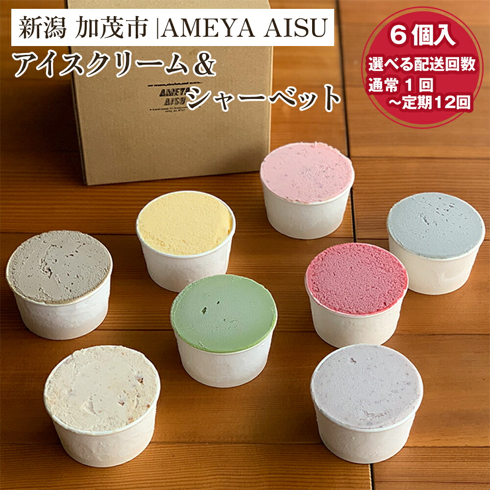 【ふるさと納税】 アイスクリーム&シャーベット ギフトセット 6個入 【選べる配送回数 通常配送1回~定期便12回】詰め合わせ アイス 氷菓 アイスクリーム ジェラート 北海道産あずき アソート バラエティ 青木飴屋 AMEYA AISU アメヤアイス 加茂市|新潟県加茂市
