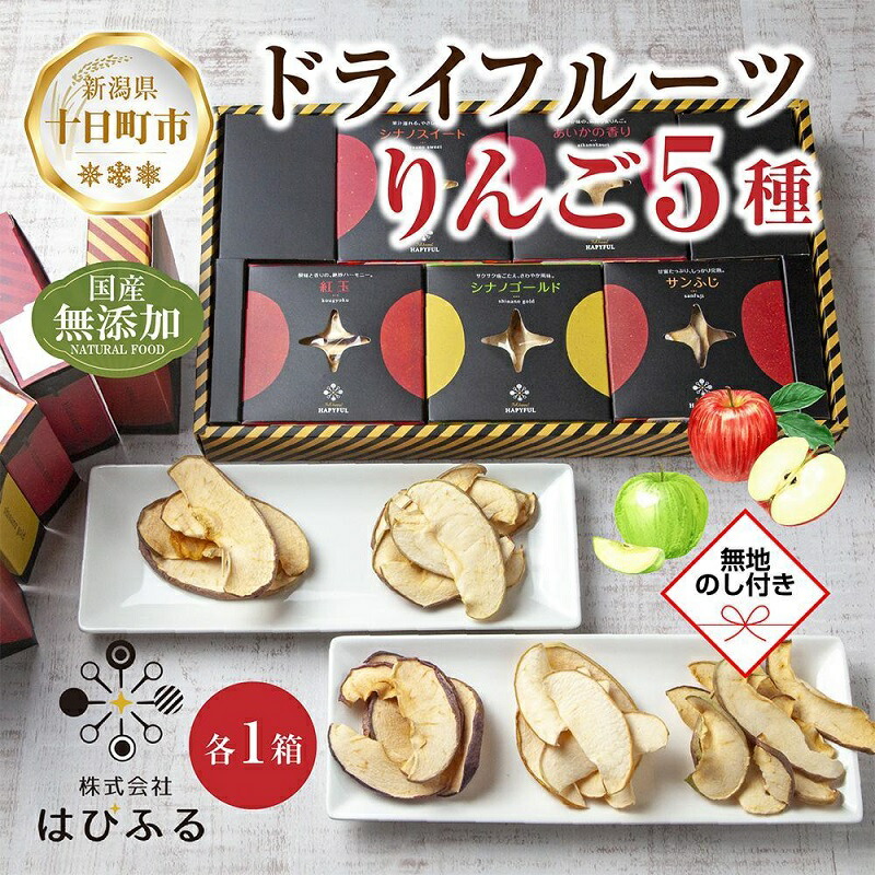 【ふるさと納税】【熨斗】ドライフルーツ りんご 5種(シナノゴールド シナノスイート 紅玉 あいかの香り サンふじ)／乾燥りんご 林檎 リンゴ 無添加 砂糖不使用 国産 ギフト お取り寄せ はぴふる 新潟県 十日町市 　お届け：順次発送 9,230円