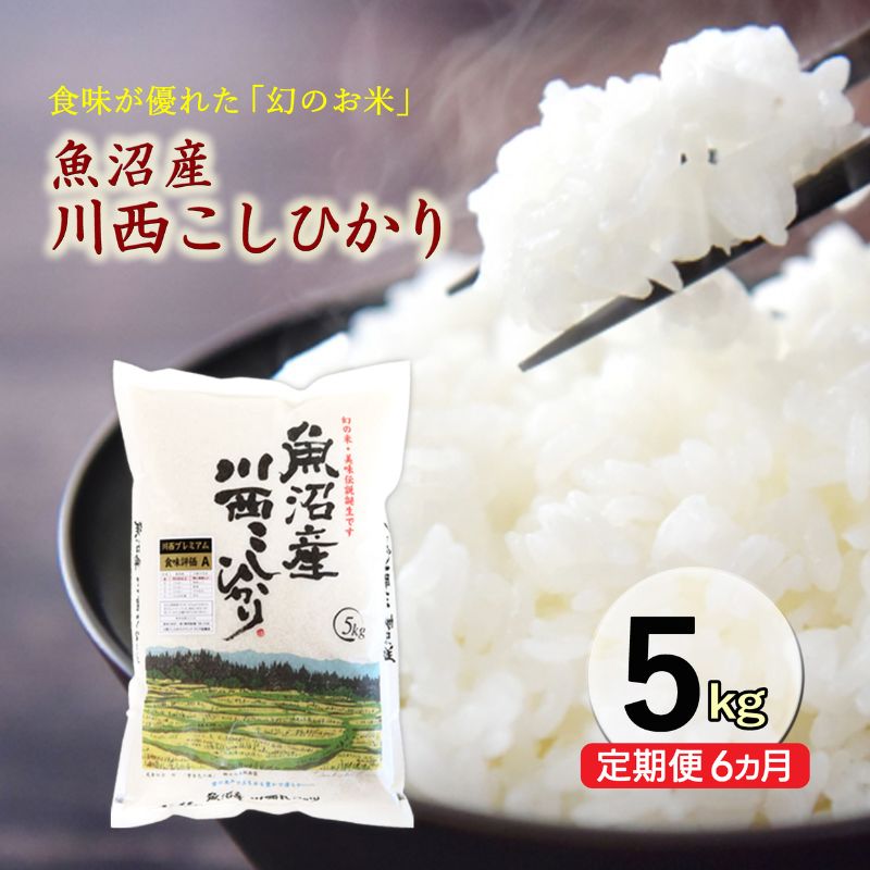 【ふるさと納税】令和８年産米　先行予約【定期便／6ヶ月】魚沼産川西こしひかり5kg ＜令和8年10月下旬～発送予定＞ 　お届け：令和8年10月下旬～発送開始予定。毎月１回。全６回のお届け。｜新潟県十日町市