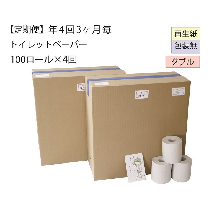 【ふるさと納税】【全4回】ダブルちり紙定期便「荷造りなし室内用便器」【障がい者助けることのしっぺい返し品】（100個×計4回を3カ月に1回お届け） 雑貨 日装置  お届け：3ヵ月に1回、年次4回お届けします。