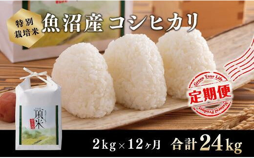 【ふるさと納税】12カ月定期便【特別栽培米】頂米金兵衛 魚沼産コシヒカリ(精米)2kg お米 コメ |新潟県十日町市