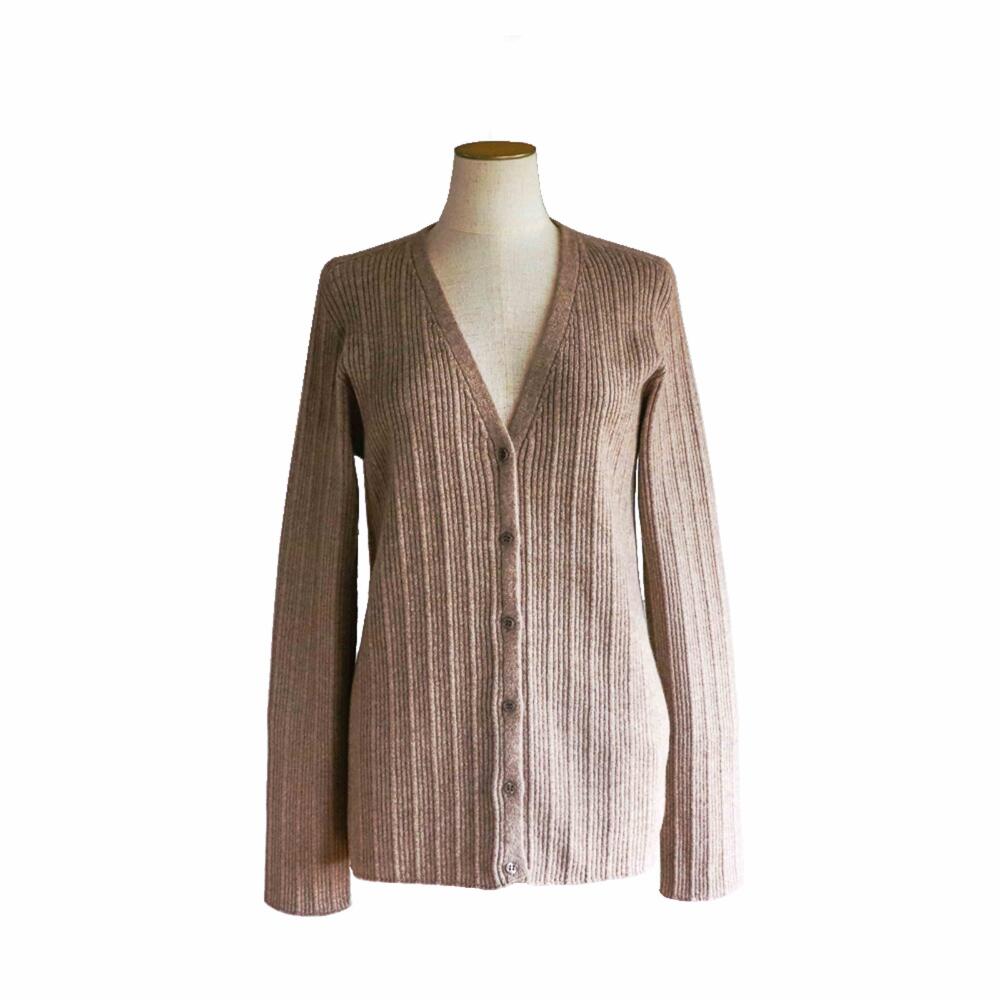 【ふるさと納税】 服 トップス カーディガン 【ルーエンローズ】カシミヤランダムリブＶネックカーディガン（ブラウン）RU-2211-09