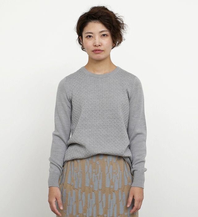 高い素材 セーター ふるさと納税 ワッフル柄 ニット プルオーバー クルーネック サイズl グレー セーター レディース Dgb Gov Bf