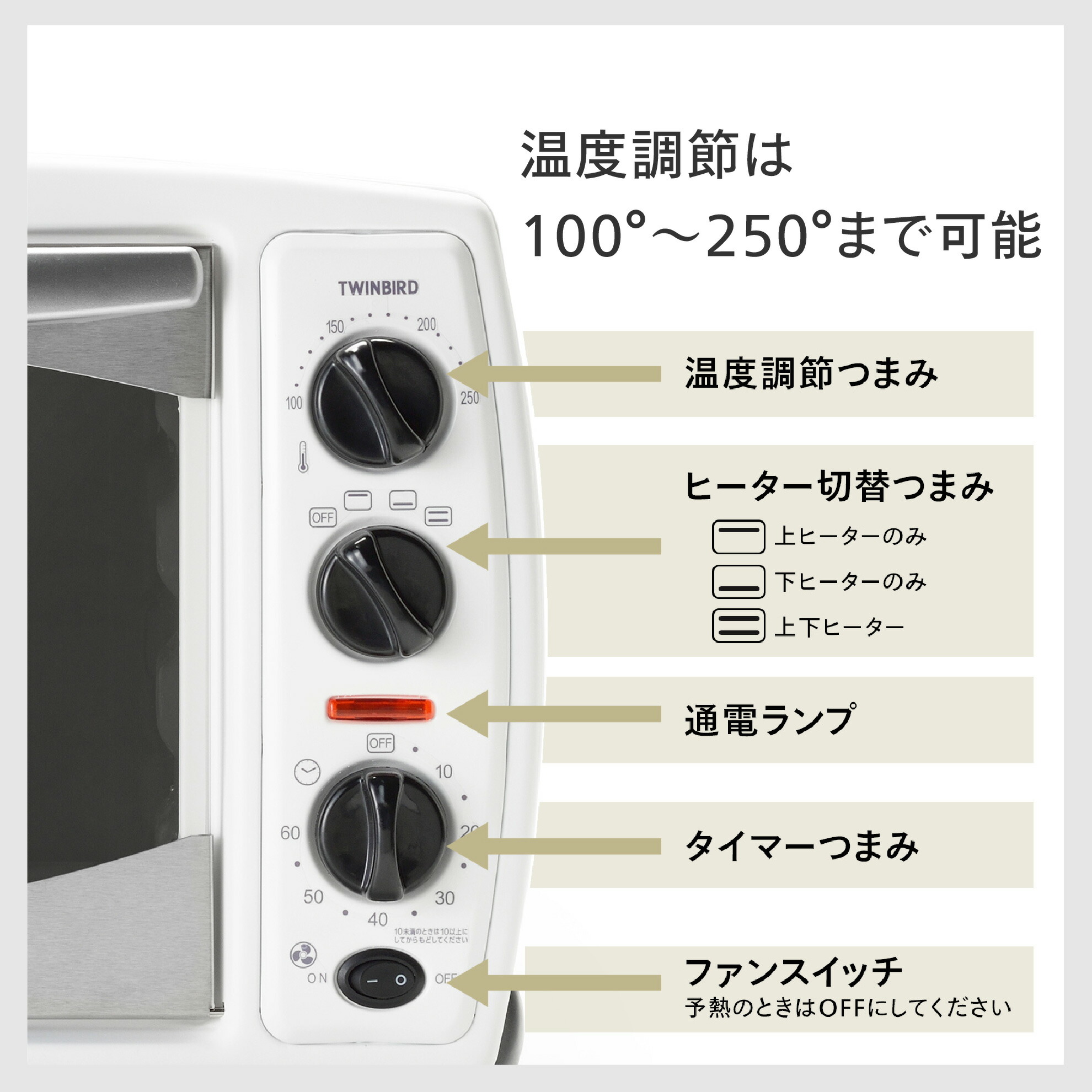 超人気 専門店 ツインバード コンベクション ノンフライ オーブン 14L 温度調節可能 二段調理 レシピブック TS-4179W ホワイト 