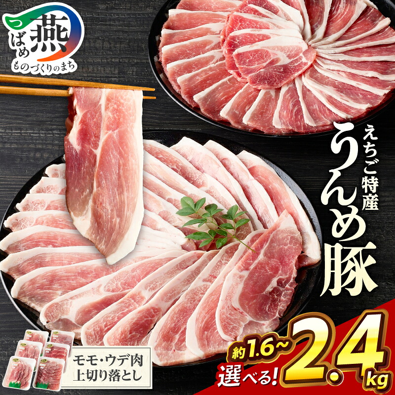 【ふるさと納税】 うんめ豚 詰め合わせ 選べる セット内容 4パック / 6パック / 約1.6kg / 約2.4kg 【 上切り落とし もも肉 うで肉 各400g 小分け えちご特産 冷凍 とり福 新潟県 燕市 燕三条 】｜新潟県燕市