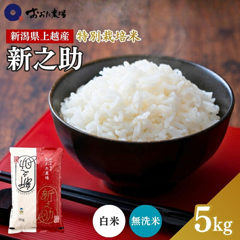 【ふるさと納税】令和7年産 新潟県上越産 特別栽培米 新之助 【無洗米/白米】 5kg 5キロ 精米 しんのすけ おおた農場 上越市　お届け：2025年12月下旬から順次発送｜新潟県上越市