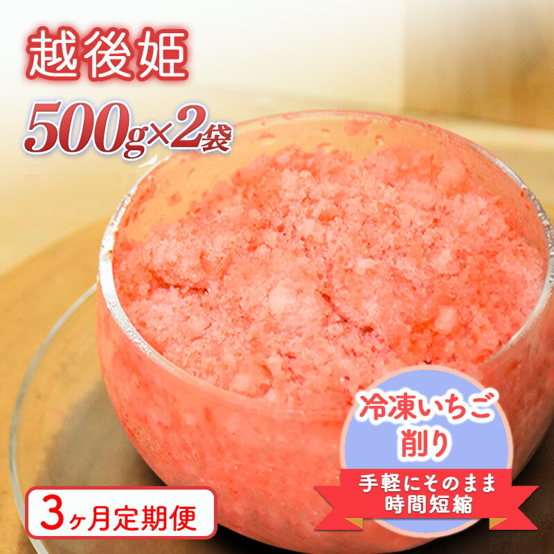 【ふるさと納税】削りいちこ゛越後姫500g×2袋　3ヶ月定期便 冷凍 イチゴ 苺 果物 フルーツ 新潟