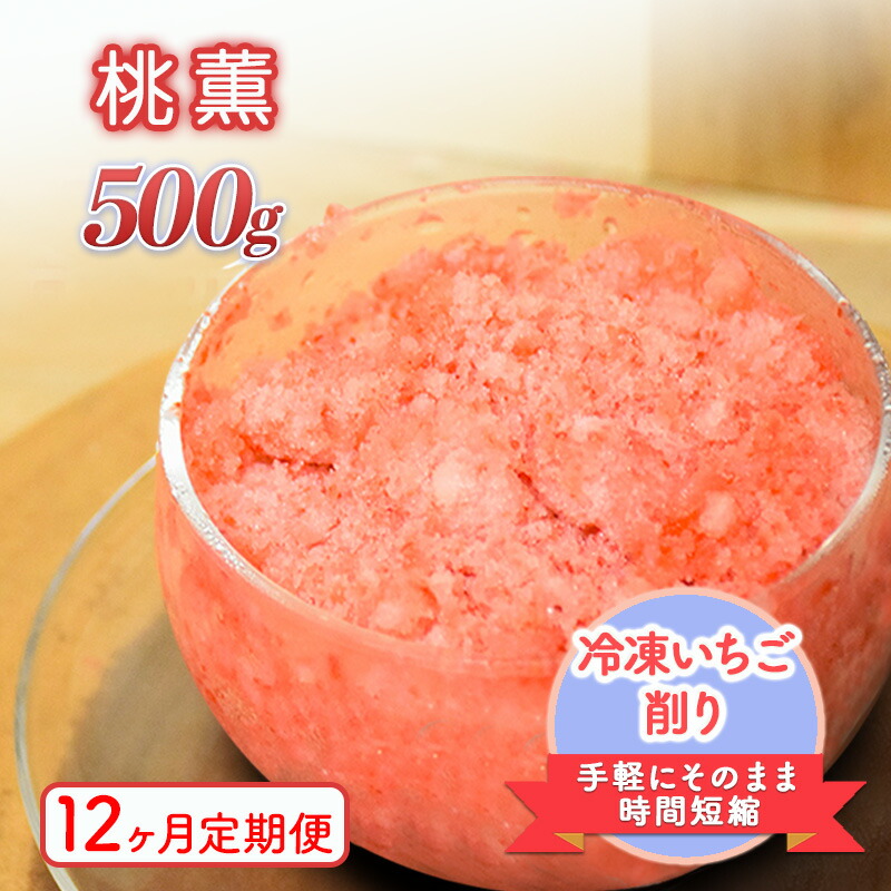【ふるさと納税】削りいちこ゛桃薫500g　12ヶ月定期便 冷凍 イチゴ 苺 果物 フルーツ 新潟